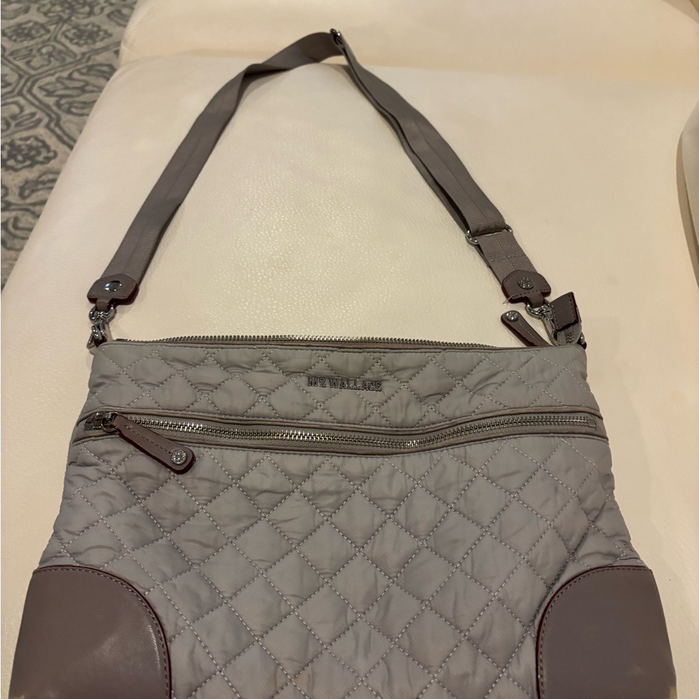 MZ Wallace Gray Quilted Crossbody Bag